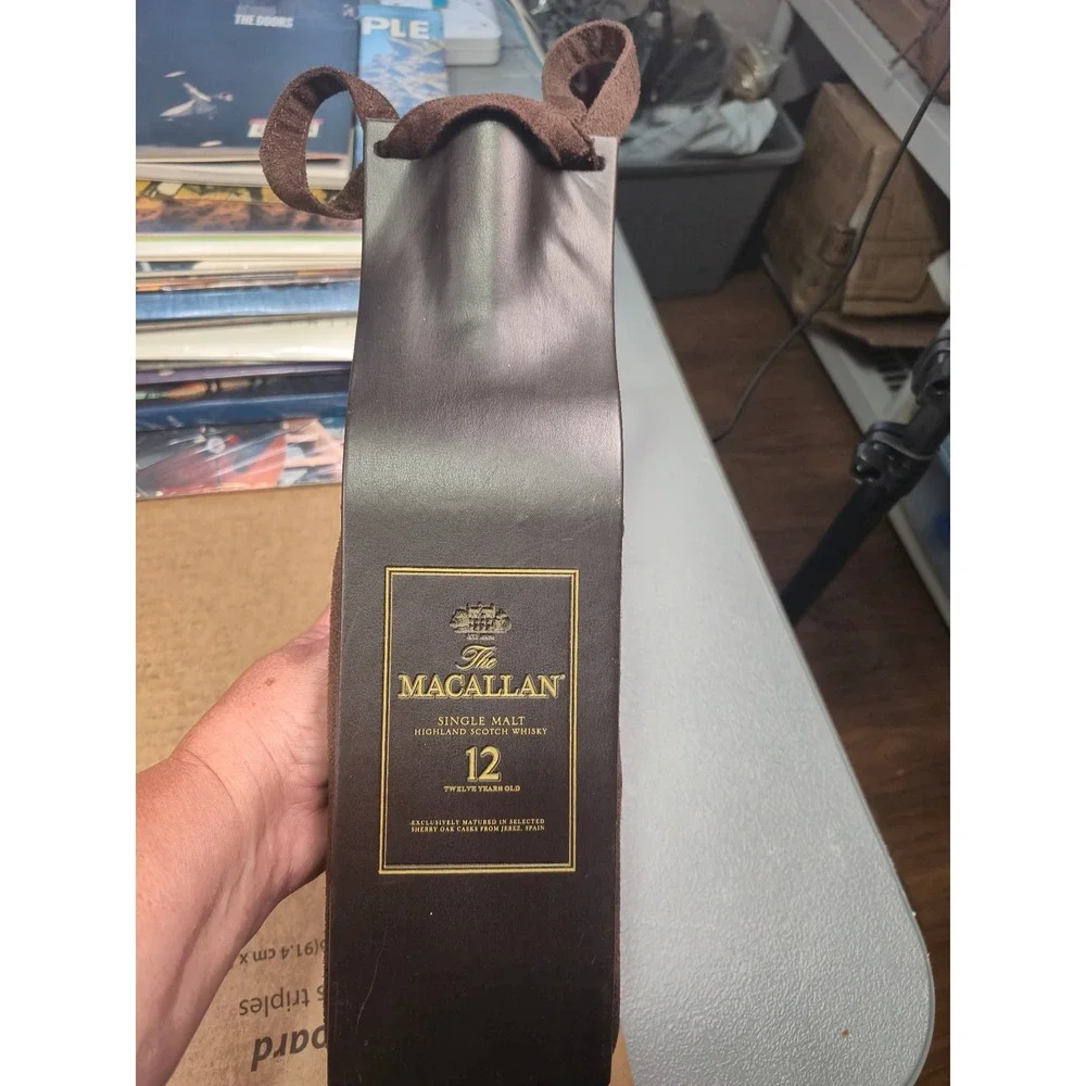 The Macallan 12 Year Single Malt Scotch Whisky Leather Suede Bottle Gift Bag